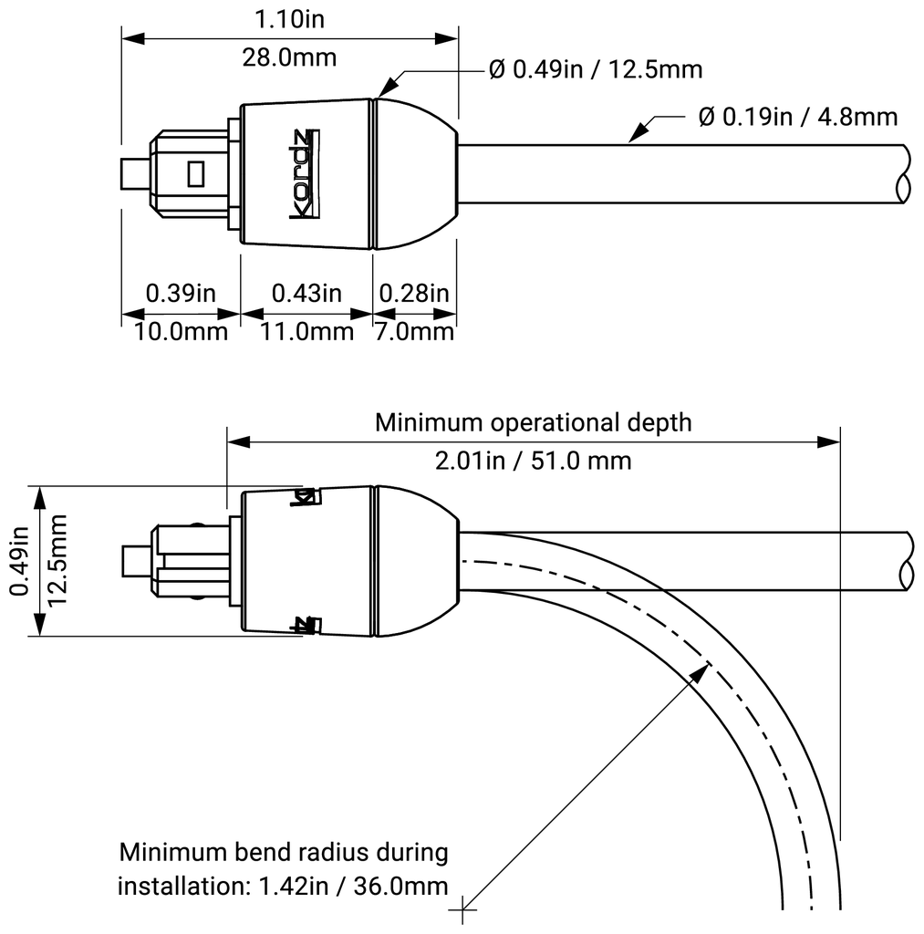 Kordz PRO3 TOSLINK-kaapeli