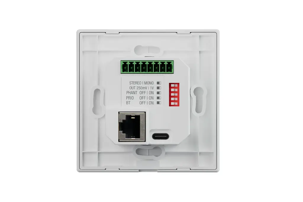 Wall-mounted audio mixer, white