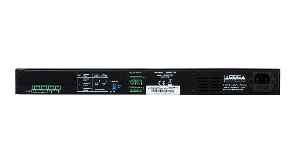 Fonestar FSD-2500E 2-kanavainen 100 V päätevahvistin