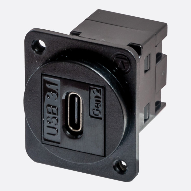 USB C läpivientiliitin D-aukkoon, musta