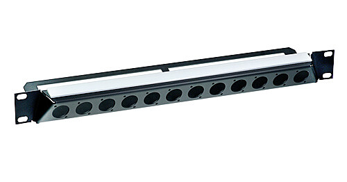 Neutrik viisto räkkipaneeli 19"/1U, 12 x D-aukkoa