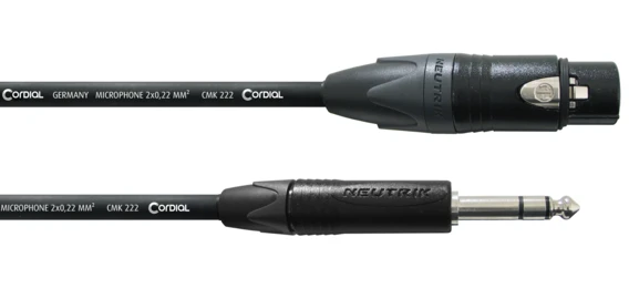 Cordial CPM FV XLR-naaras/6,3 mm stereoplugi kaapeli