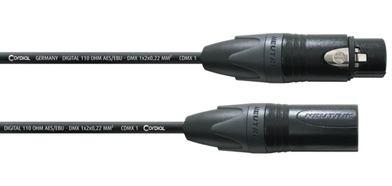 Cordial CDX-1 yksiparinen DMX-kaapeli NC5 liittimillä