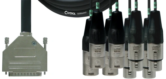 Cordial CFD DFMT Tascam DSUB25 / 4x XLRf + 4x XLRm multicore kaapeli
