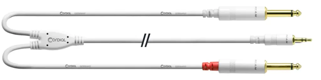 Cordial CFY WPP-SNOW 3,5 mm stereoplugi/2 x 6,3 mm monoplugi Y-kaapeli
