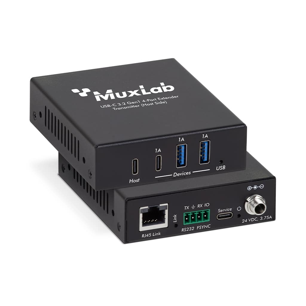 MuxLab 500534 USB-C 3.2 Gen1 4-Port Extender Kit, 100m