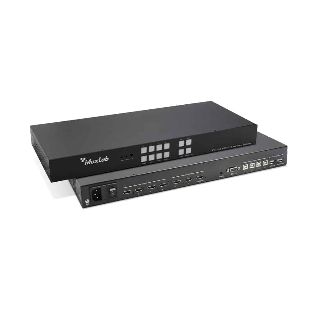 MuxLab 500870 KVM 4x2 HDMI 2.0 Multiview Switcher