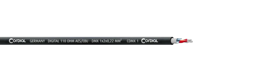 Cordial CDMX 1 DMX-kaapeli, 1x2x0,22mm², 100 m kela