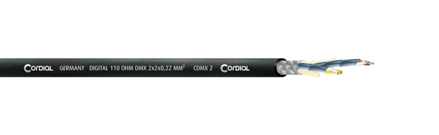 Cordial CDMX 2 DMX-kaapeli, 2x2x0,22mm², 100 m kela