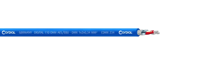 Cordial CMDX 234 BLUE DMX-kaapeli, 1x2x0,34mm², 500 m kela