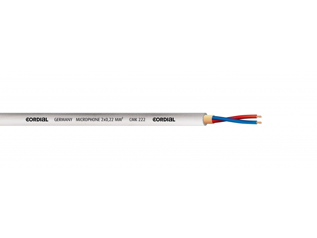 Cordial CMK 222 mikkikaapeli 2x0,22mm² valkoinen, 500 m kela
