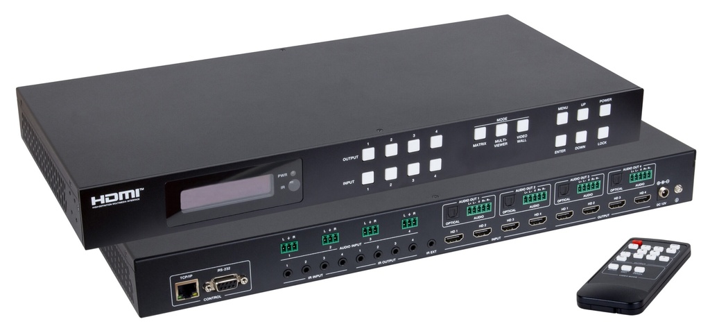 MuxLab 500428 HDMI 2.0 4x4 Seamless Matrix with Videowall & Multiview