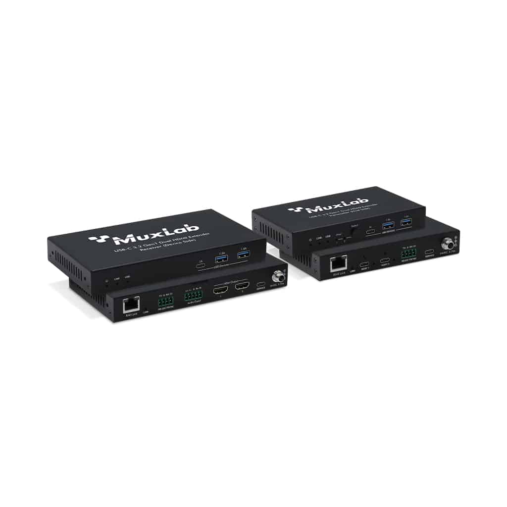 MuxLab 500536 USB-C 3.2 Gen1 Dual HDMI Extender Kit, 100m