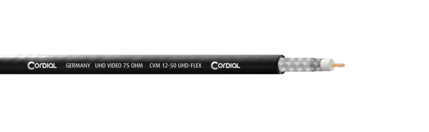 Cordial CVM 12-50 UHD-FLEX musta, 100 m kela