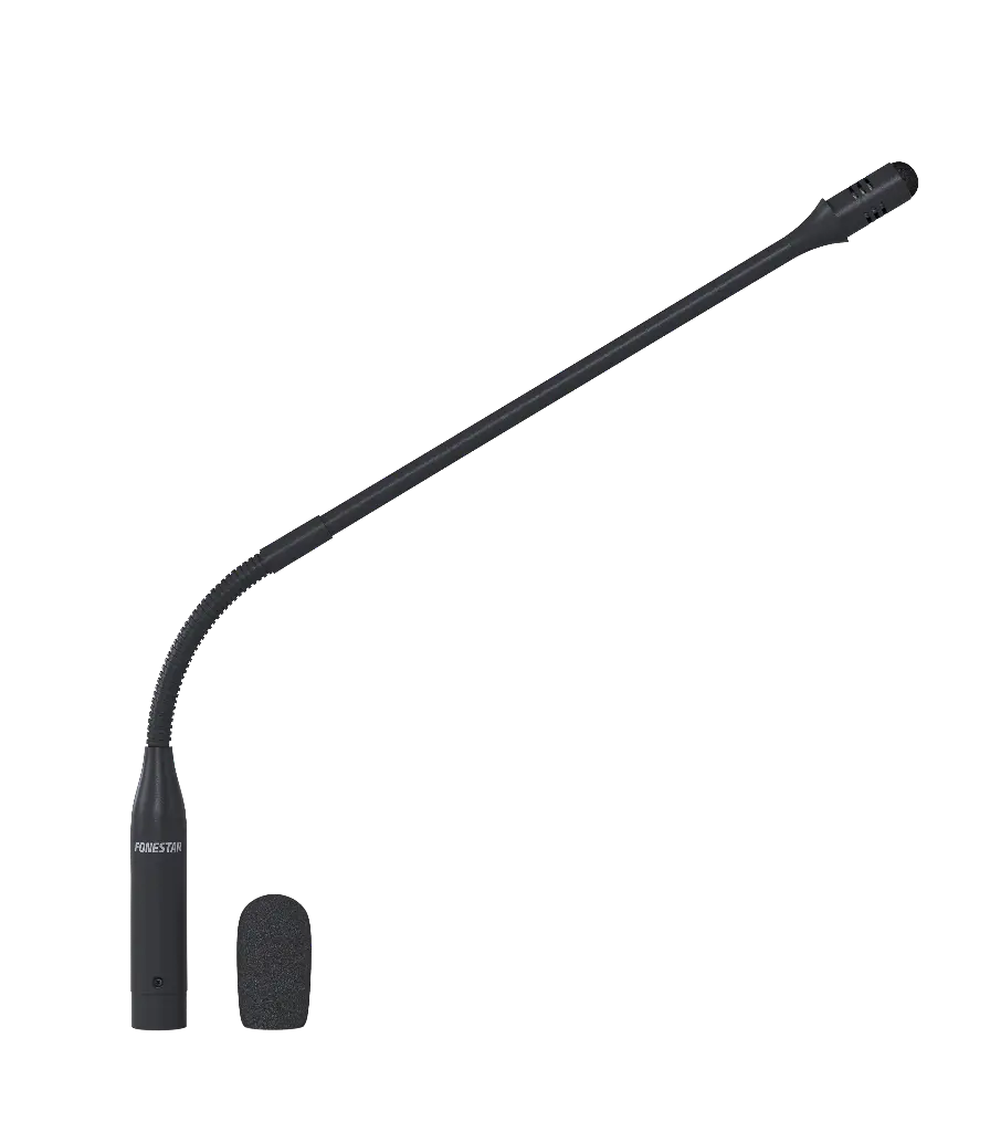 Cardioid unidirectional condenser microphone with flexible gooseneck