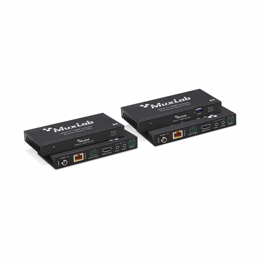 MuxLab 500516 HDMI 2.1 40Gbps HDBT Extender Kit, 90m
