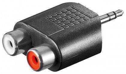 3,5mm stereoplugi / 2 x RCA-naaras, muovia