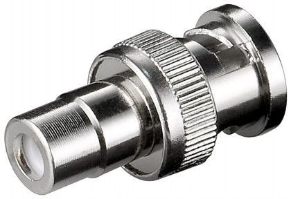 BNC-uros- / RCA-naarasadapteri 50 ohm, metallia