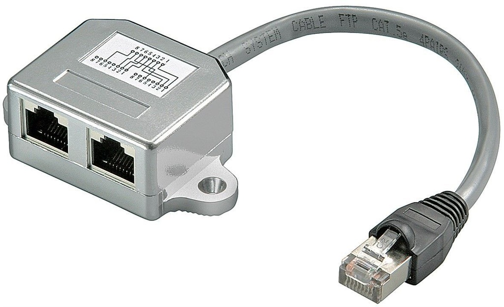 CAT5 Y-adapteri 1xRJ45M / 2xRJ45F