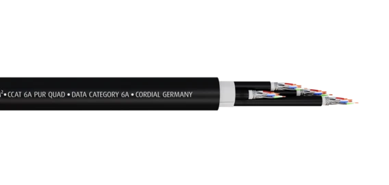 Cordial CAT6A 4xPUR-kaapeli, S/FTP, AWG24/7, Ø23,5 mm