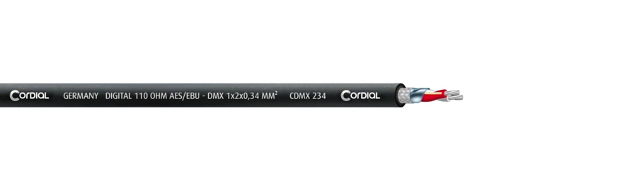 Cordial CDMX 234 DMX-kaapeli, 1x2x0,34mm², 500 m kela