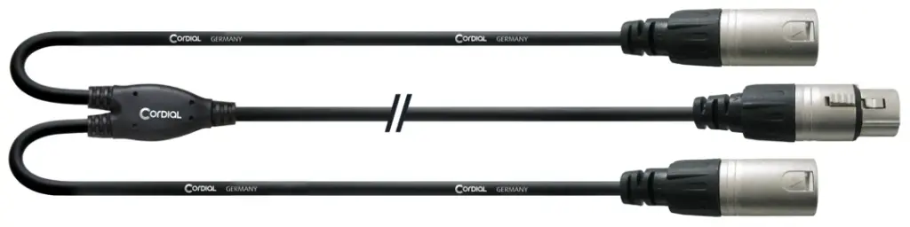 Cordial CFY0.3FMM XLR-naaras / 2 x XLR-uros Y-kaapeli 30 cm