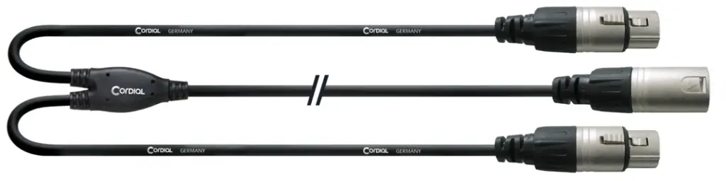Cordial CFY0.3MFF XLR-uros / 2 x XLR-naaras Y-kaapeli 30 cm
