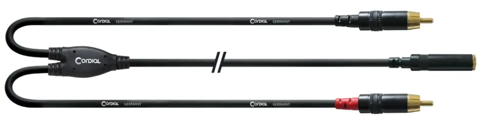 Cordial CFY0.3YCC 3,5 mm stereojakki/2 x RCA-uros Y-kaapeli 30 cm