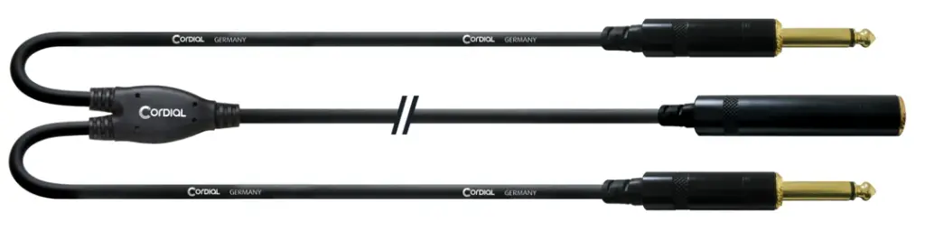 Cordial CFY0.3GPP 6,3 mm monojakki/2 x 6,3 mm monoplugi Y-kaapeli 30 cm