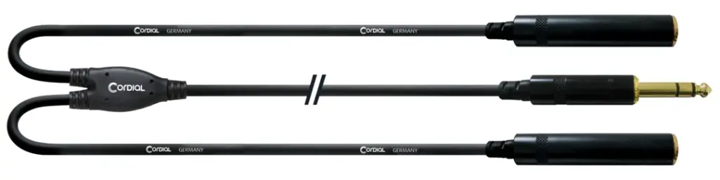 Cordial CFY0.3VKK 6,3 mm stereoplugi/2 x 6,3 mm stereojakki Y-kaapeli 30 cm