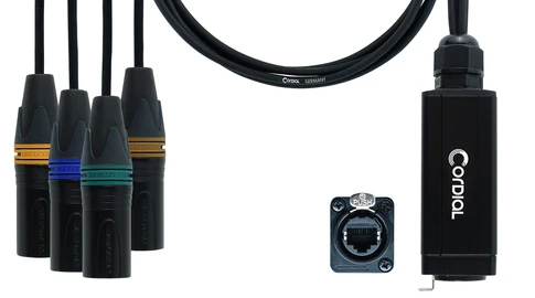Cordial CDX MN 5 QUAD-DMX etherCON / 4 x DMX 5 adapterikaapeli 0,7 m