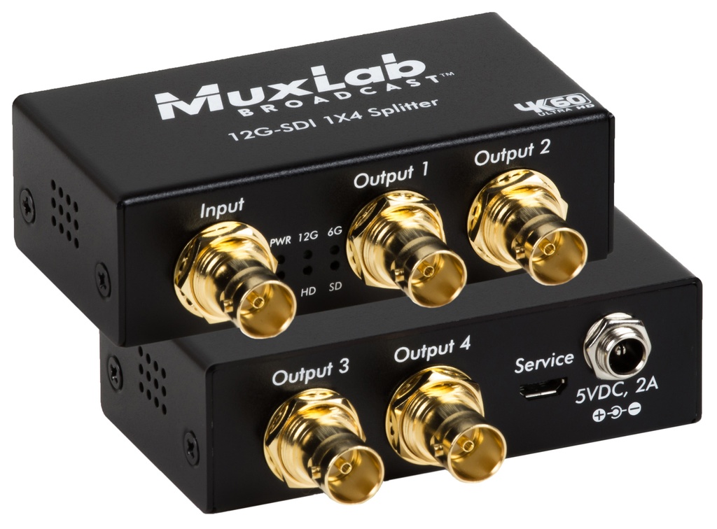 MuxLab 500727 12G-SDI 1x4 Splitter, 4K/60