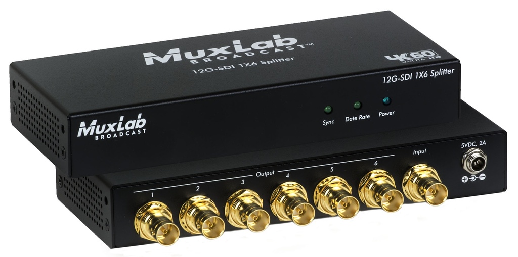 MuxLab 500718 12G-SDI 1x6 Splitter, 4K/60