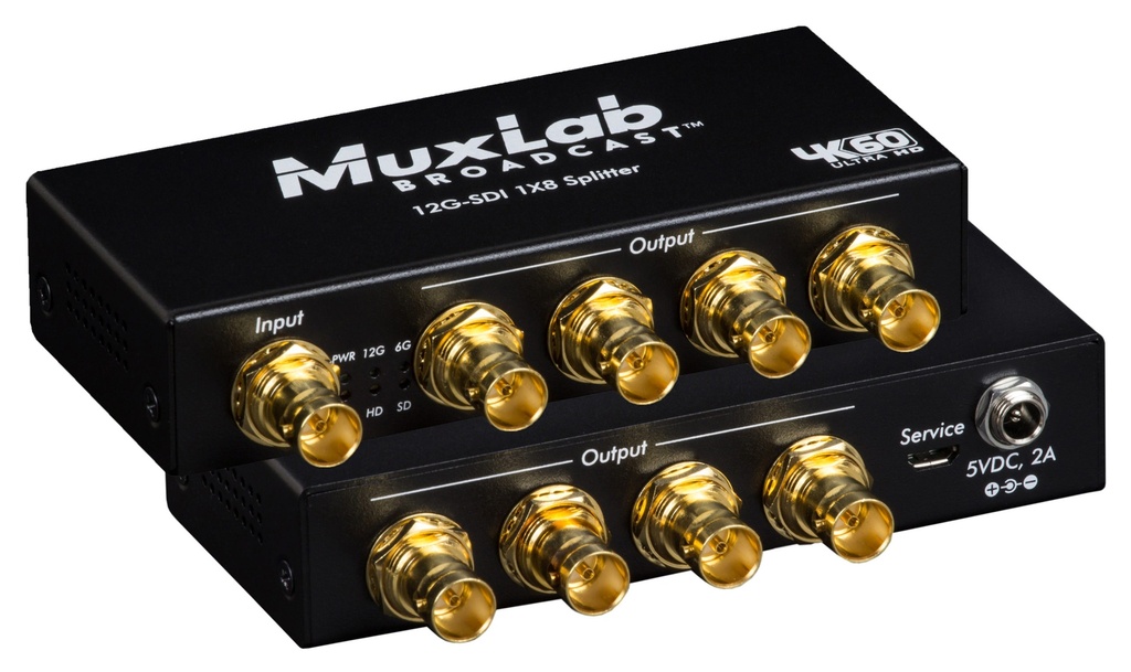 MuxLab 500728 12G-SDI 1x8 Splitter, 4K/60