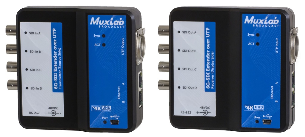 MuxLab 6G-SDI Extender Over UTP with Ethernet