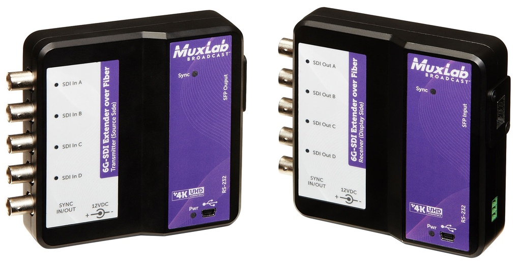 MuxLab 500732-SM10 6G-SDI Extender Over Fiber kit SM 10km