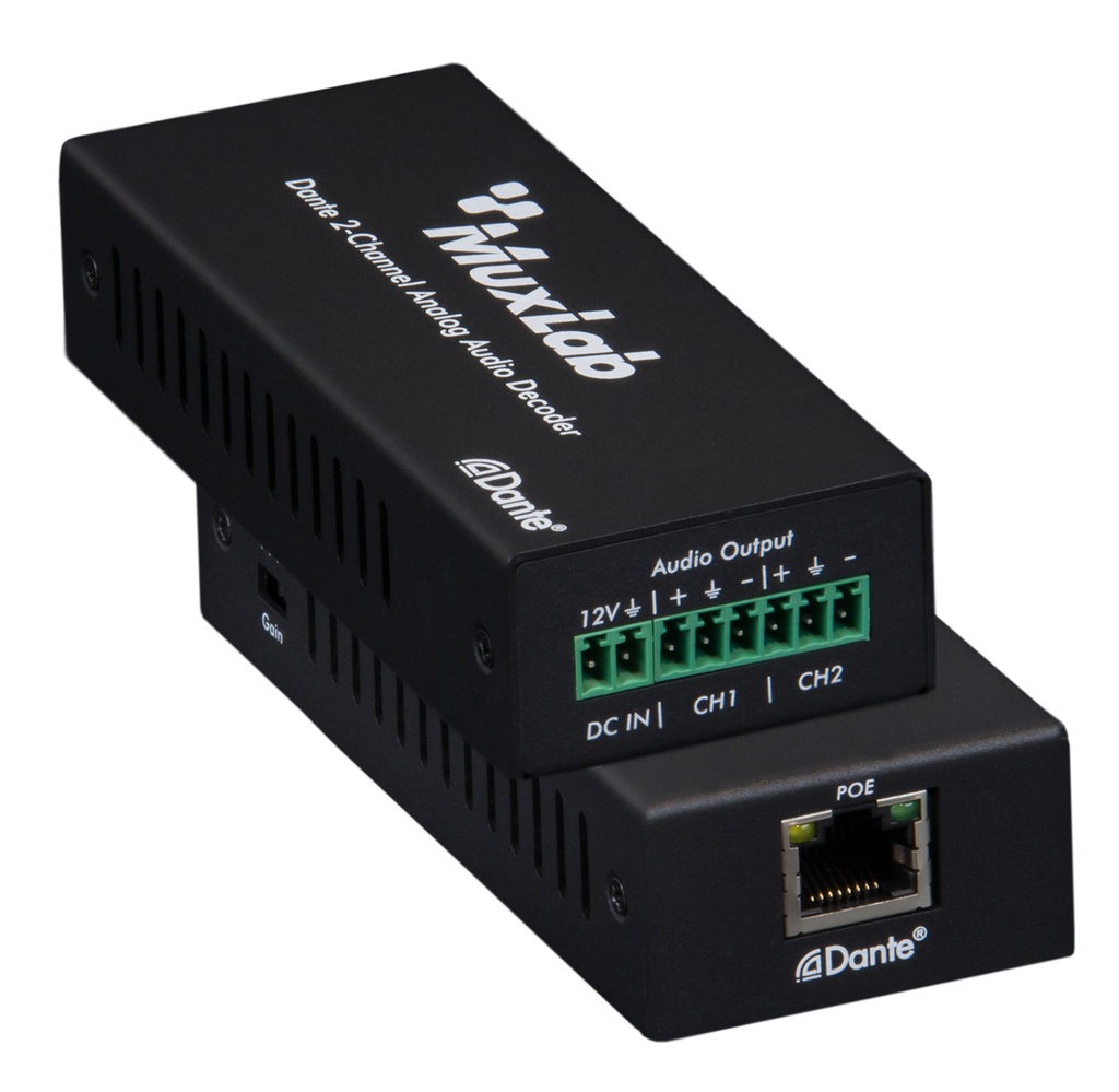 MuxLab 500552 Dante 2-kan. Audio Decoder