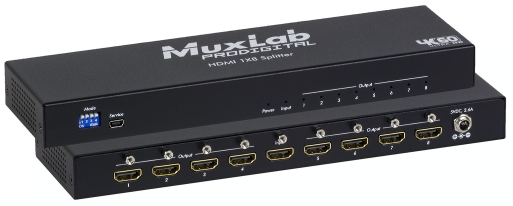 MuxLab 500427 HDMI 1x8 jakaja, 4K60