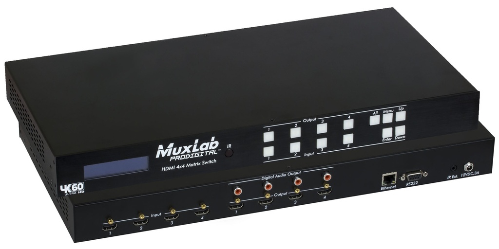 MuxLab 500444 HDMI 4x4 Matrix Switch, 4K/60