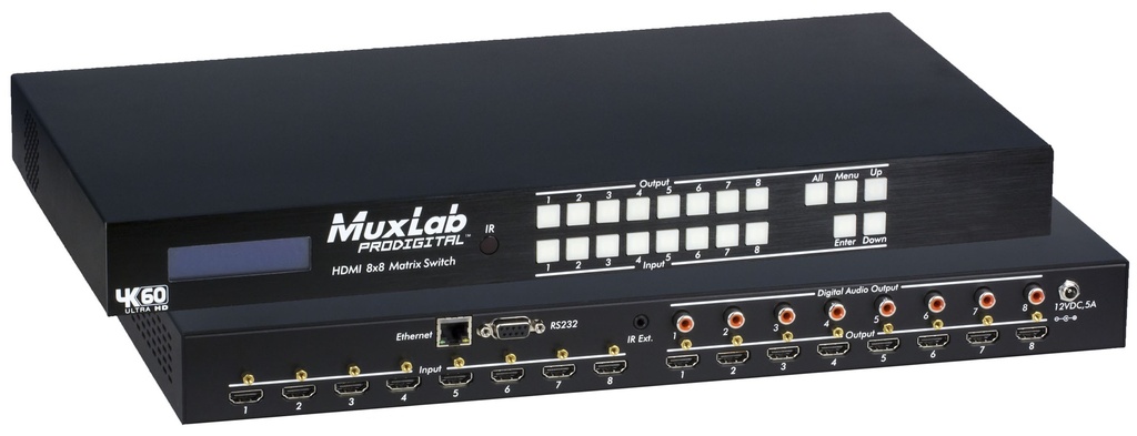 MuxLab 500443 HDMI 8x8 Matrix Switch, 4K/60