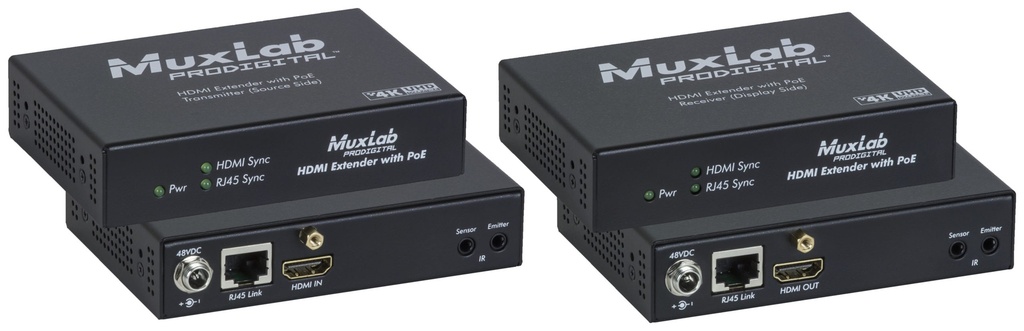 MuxLab HDMI Extender Kit, PoE, HDBT, UHD-4K