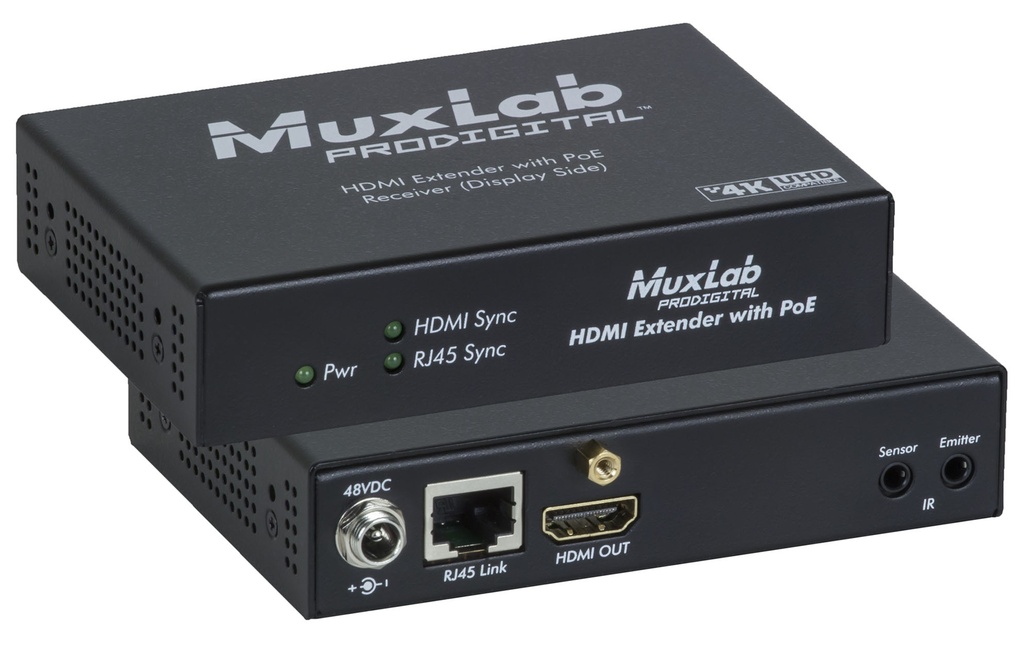 MuxLab 500451-POE-RX HDMI Receiver, PoE, HDBT, UHD-4K