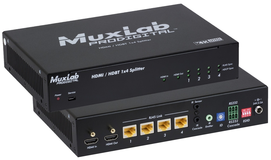 MuxLab 500424 HDMI/HDBT 1x4 jakaja, UHD-4K