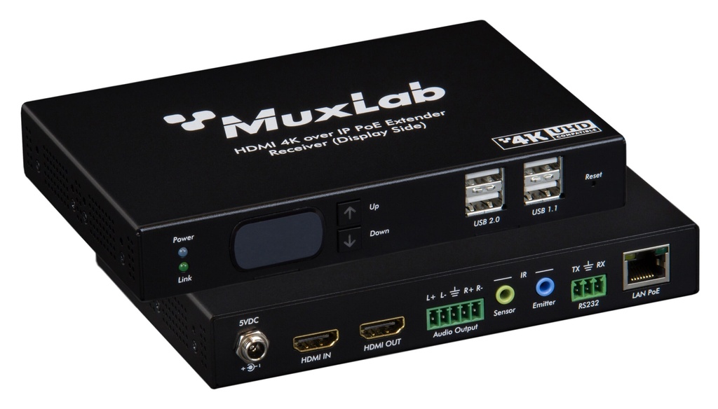 MuxLab 500850-RX KVM HDMI IP PoE Receiver Deluxe, 4K30