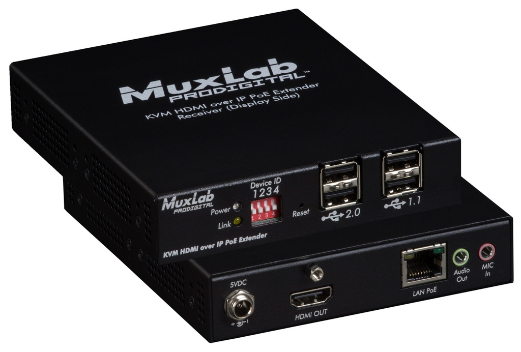 MuxLab KVM HDMI over IP PoE Receiver, UHD-4K