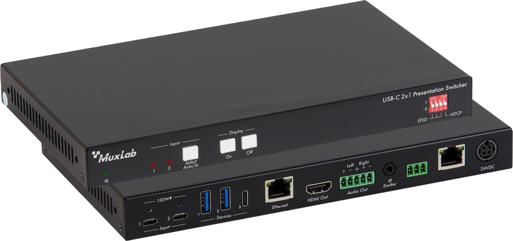 MuxLab 500531 USB-C 2x1 esitysvalitsin