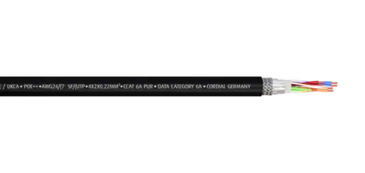 [CCAT6APUR100] Cordial CAT6A PUR cable SF/UTP, 100 m reel