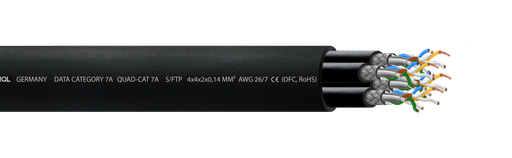 [CCAT7AQUAD] Cordial CAT7A 4xPUR-kaapeli, S/FTP, AWG26/7, Ø17,5mm