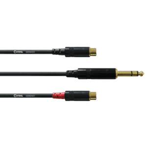 Cordial CFY0.3VEE 6,3 mm stereoplugi/2 x RCA-naaras Y-kaapeli 30 cm