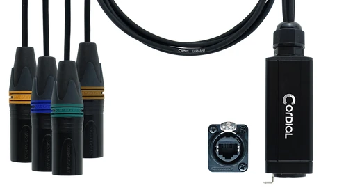 [CDX0,7MN3QUAD-DMX] Cordial CDX MN 3 QUAD-DMX etherCON / 4 x DMX 3 adapterikaapeli 0,7 m